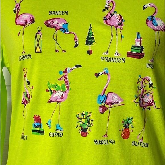 SUN BAY Women’s Flamingos Christmas TShirt - Picture 2 of 4